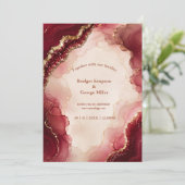 Invitation Mariage en marbre Ruby Burgundy Agate Luxe (Debout devant)