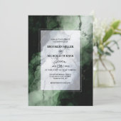 Invitation Mariage en marbre vert (Debout devant)