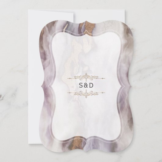 Invitation Mariage en marbre violet Aurum de luxe (Dos)