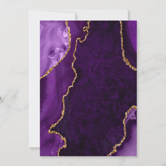 Invitation Mariage en marbre violet et or Agate (Dos)