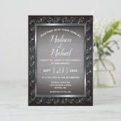 Invitation Mariage en métal gris foncé (Debout devant)