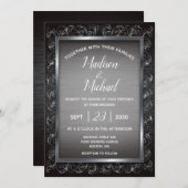 Invitation Mariage en métal gris foncé (Devant / Derrière)