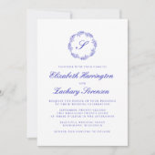 Invitation Mariage en monogramme de couronne de Royal Blue Sc (Devant)