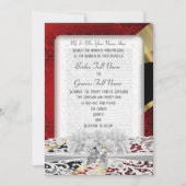 Invitation Mariage en monogramme en dentelle rouge (Devant)