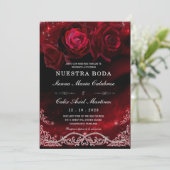 Invitation Mariage en Noir, Rouge et Blanc (Debout devant)