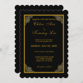 Invitation mariage en or noir luxe frontière (Devant / Derrière)