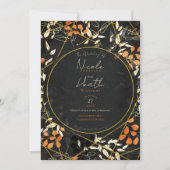 Invitation Mariage en or orange foncé à l'automne (Devant)