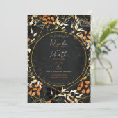 Invitation Mariage en or orange foncé à l'automne (Debout devant)