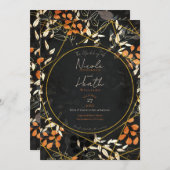 Invitation Mariage en or orange foncé à l'automne (Devant / Derrière)