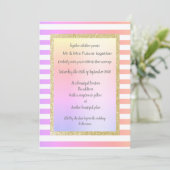 Invitation mariage en or rayé pastel avec parties scintillant (Debout devant)
