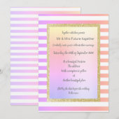 Invitation mariage en or rayé pastel avec parties scintillant (Devant / Derrière)