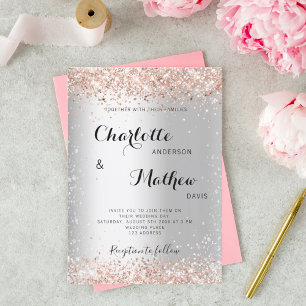 Invitation Mariage en or rose argenté