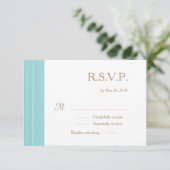 Invitation Mariage en or turquoise blanc subtil rayures (Debout devant)