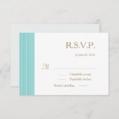 Invitation Mariage en or turquoise blanc subtil rayures (Devant / Derrière)
