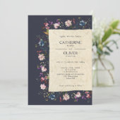 Invitation Mariage en papier artisanal Fleur sauvage Botaniqu (Debout devant)