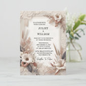 Invitation Mariage en papier laqué velours en tissu satiné ri (Debout devant)