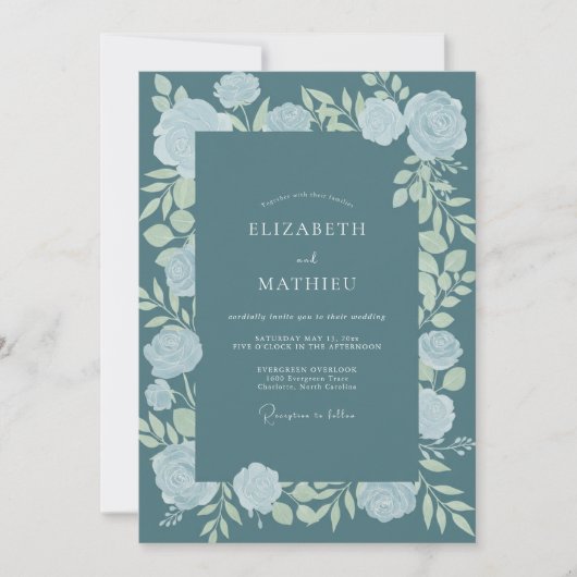 Invitation Mariage en Pétales d'Acier Ardoise (Devant)