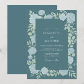 Invitation Mariage en Pétales d'Acier Ardoise (Devant / Derrière)