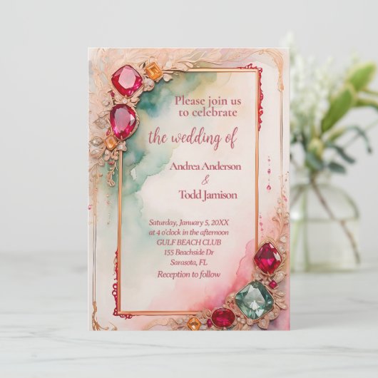 Invitation Mariage en pierre de Gem (Debout devant)