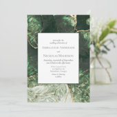 Invitation Mariage en pierre émeraude vert foncé (Debout devant)