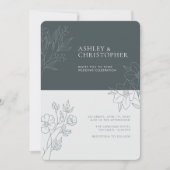 Invitation Mariage en plan de feuillage gris espace minimal (Devant)