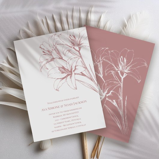 Invitation Mariage en plan rose Lily