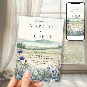 Invitation Mariage en plein air dans un pré de montagne avec 
