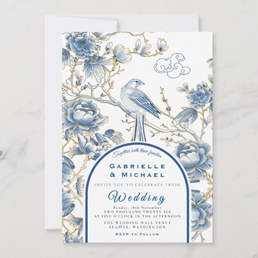 Invitation Mariage en porcelaine Delft Blue White (Devant)