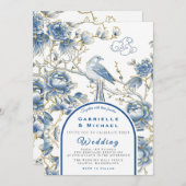 Invitation Mariage en porcelaine Delft Blue White (Devant / Derrière)