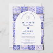 Invitation Mariage en Porcelaine Patchwork Bleu de Delft (Devant)