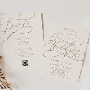 Invitation Mariage en QR Code Or et Ivoire Tout en Un
