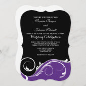 Invitation Mariage en rack noir violet invite (Devant / Derrière)
