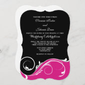 Invitation Mariage en rack rose chaud noir bracelet invite (Devant / Derrière)