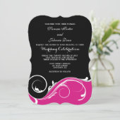 Invitation Mariage en rack rose chaud noir bracelet invite (Debout devant)
