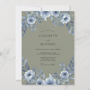 Invitation Mariage en Ranunculus Eucalyptus Sage Acier