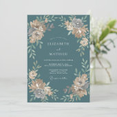 Invitation Mariage en Ranunculus Eucalyptus Sarcelle d'Acier (Debout devant)