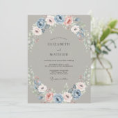 Invitation Mariage en Ranunculus Eucalyptus Teinte d'Acier (Debout devant)