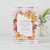 Invitation Mariage en rayures roses du cadre du jardin d'auto (Debout devant)