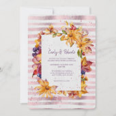 Invitation Mariage en rayures roses du cadre du jardin d'auto (Devant)