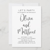 Invitation Mariage en script de typographie noir et blanc + Q (Devant)