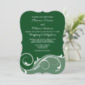 Invitation Mariage en serrure fleurie vert foncé invite (Debout devant)