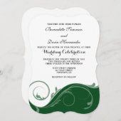Invitation Mariage en serrure fleurie vert foncé invite (Devant / Derrière)