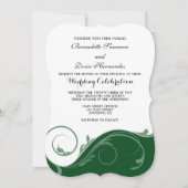 Invitation Mariage en serrure fleurie vert foncé invite (Devant)