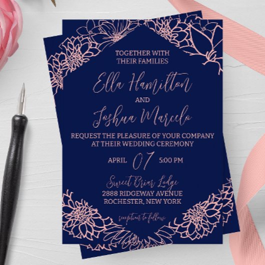 Invitation Mariage en silhouette rose