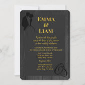 Invitation Mariage en silhouette rustique en or noir (Devant)