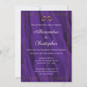 Invitation Mariage en soie violette et en or (Devant)