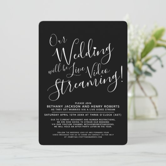Invitation Mariage en streaming en noir blanc (Debout devant)