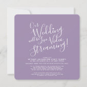 Invitation Mariage en streaming violet blanc (Devant)