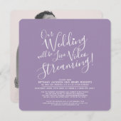 Invitation Mariage en streaming violet blanc (Devant / Derrière)