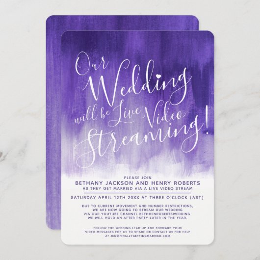 Invitation Mariage en streaming violet ultra violet (Devant / Derrière)